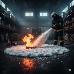 fire fighting using foam and foam branch